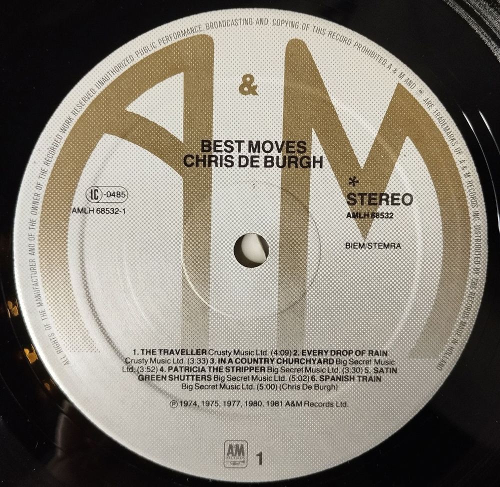 Винтажная виниловая пластинка LP Chris de Burgh Best Moves (Holland 1981)