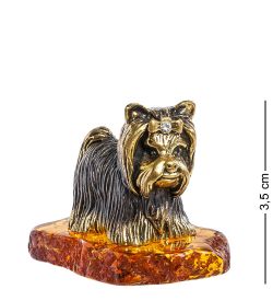 Народные промыслы AM-1306 Фигурка «Бивер-йоркширский терьер» (латунь, янтарь)