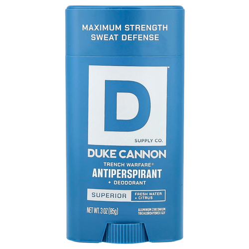Duke Cannon Supply Co., Trench Warfare® антиперспирант и дезодорант, превосходный, пресная вода и цитрусовые, 85 г (3 унции)