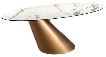 Овальный обеденный стол 1160 из керамики в мраморной отделке и стали бронзового цвета Испания