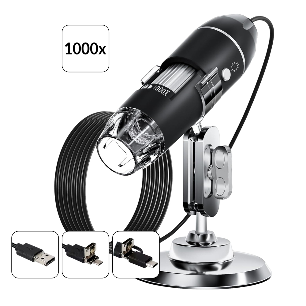 Микроскоп цифровой USB/Micro-USB/Type-C, 2Мп, 1000X, 1920x1080, 1.5м iCartool IC-V317