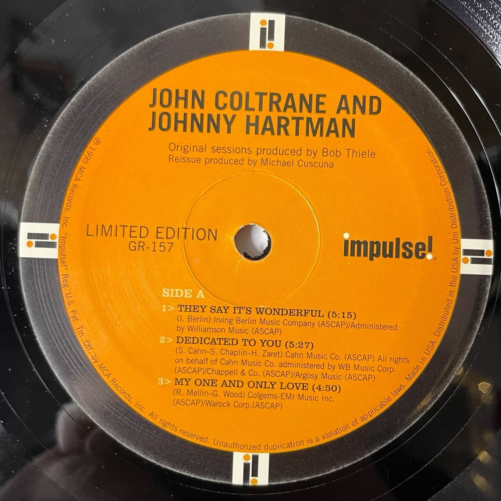 Виниловая пластинка LP John Coltrane And Johnny Hartman (USA 2009) Limited Edition
