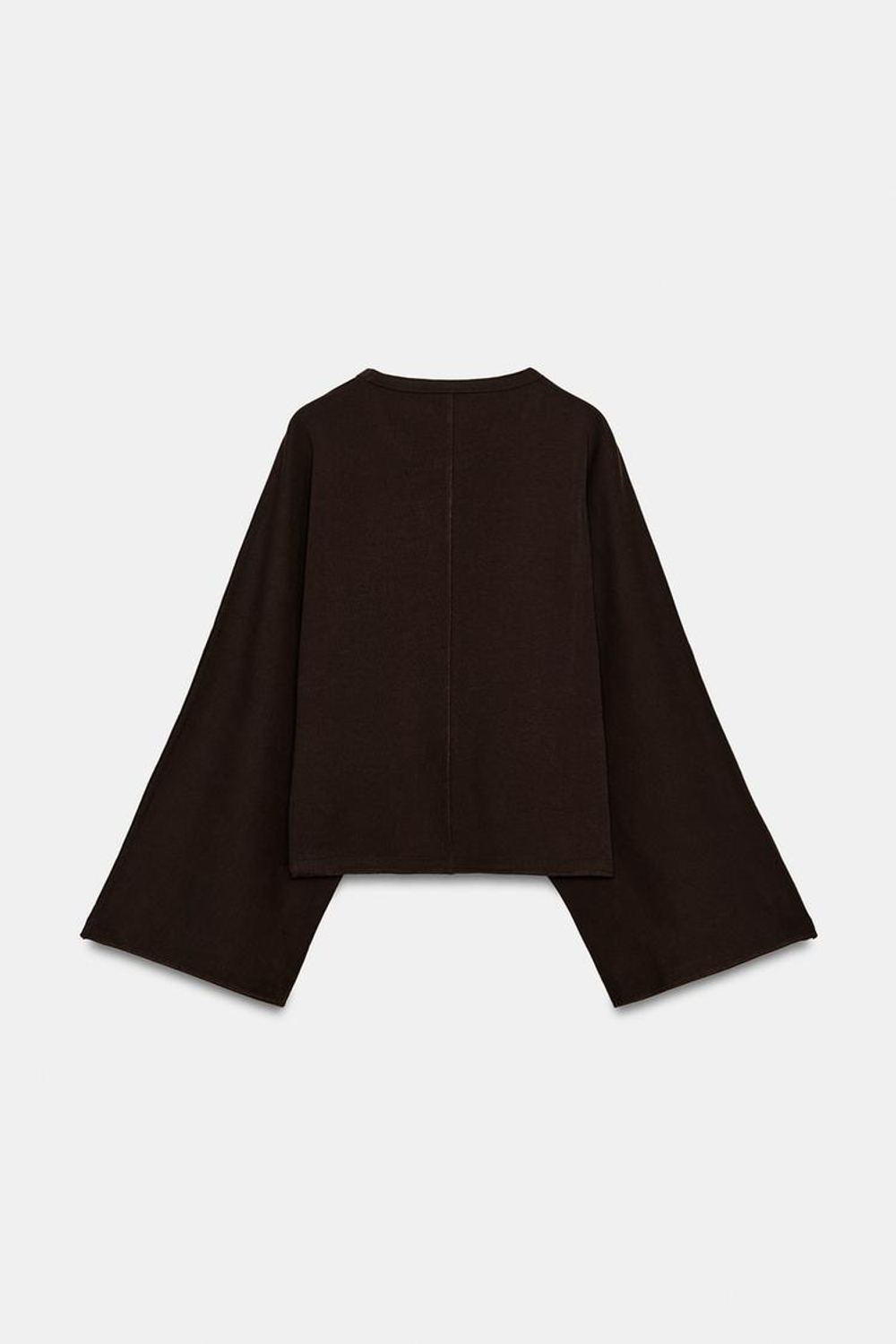 ZARA ФУТБОЛКА С РУКАВАМИ-КРЫЛЫШКАМИ, ШОКОЛАДНЫЙ