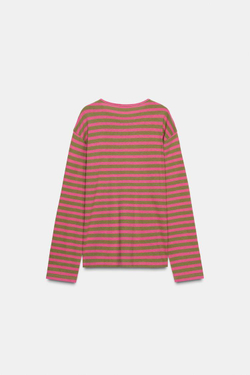 ZARA ФУТБОЛКА В ПОЛОСКУ С ДЛИННЫМИ РУКАВАМИ, ОТТЕНКИ РОЗОВОГО