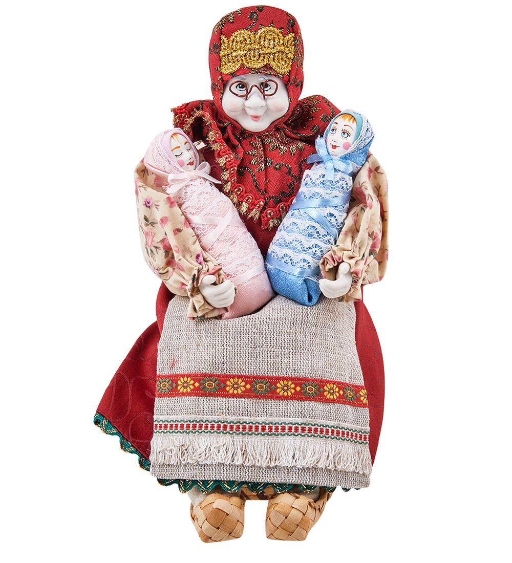 Народные промыслы RK-723/1 Кукла-шкатулка «Бабушка с детьми»