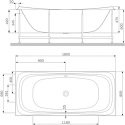 Акриловая ванна AM.PM Sensation (АМ.ПМ Сенсейшн) 180x80, W30A-180-080W-A