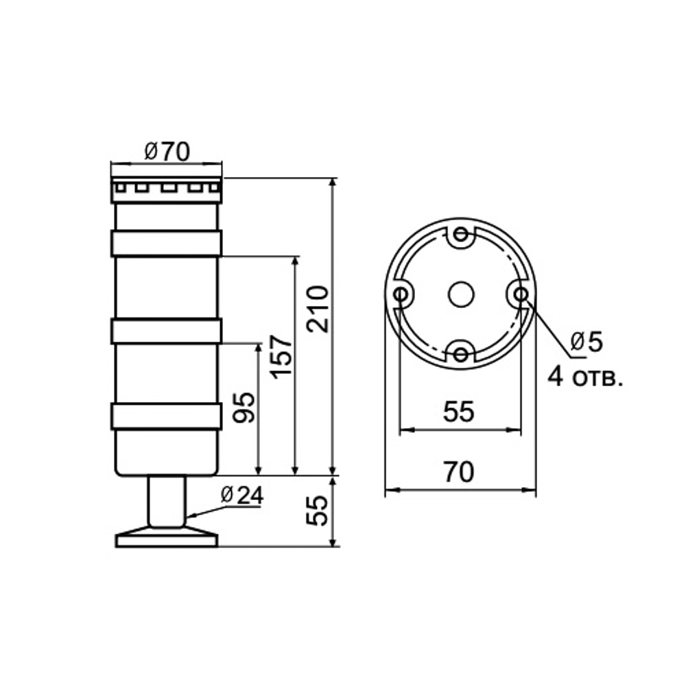 Светосигнальная колонна INNOCONT TL70B-024-RY-55