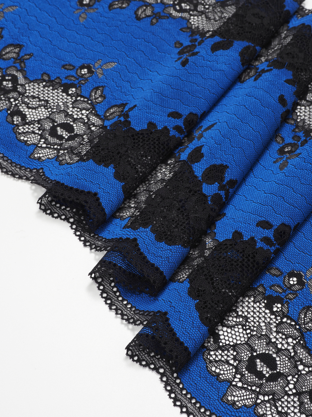Эластичное кружево для белья ультрамарин с черным ширина 23 см
