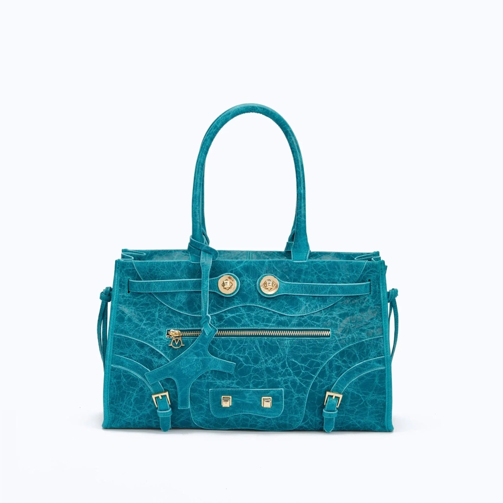 MANC КОЖАНАЯ СУМКА "ZOUZOU", БИРЮЗОВЫЙ