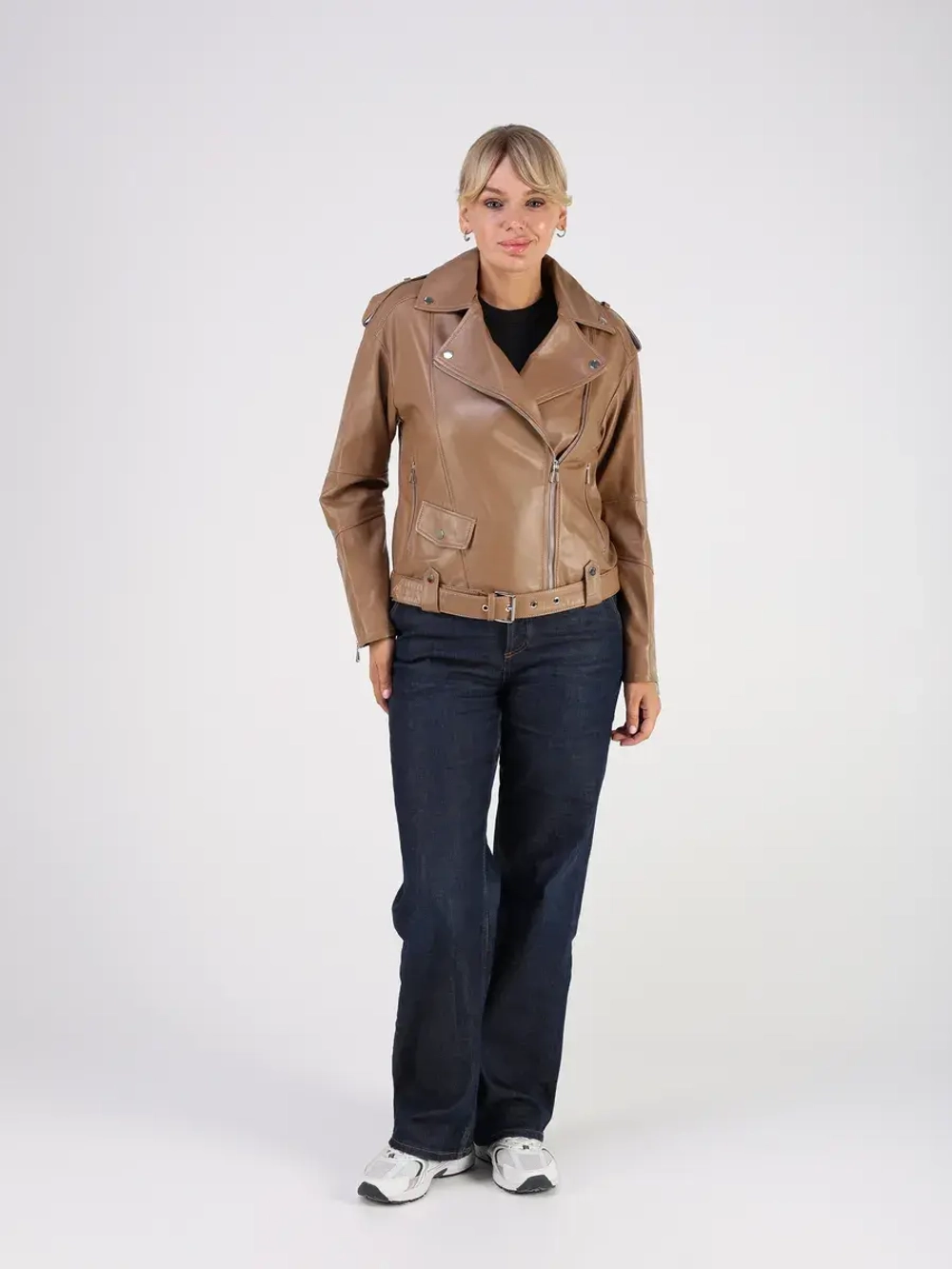 Кожаная куртка демисезонная косуха оверсайз