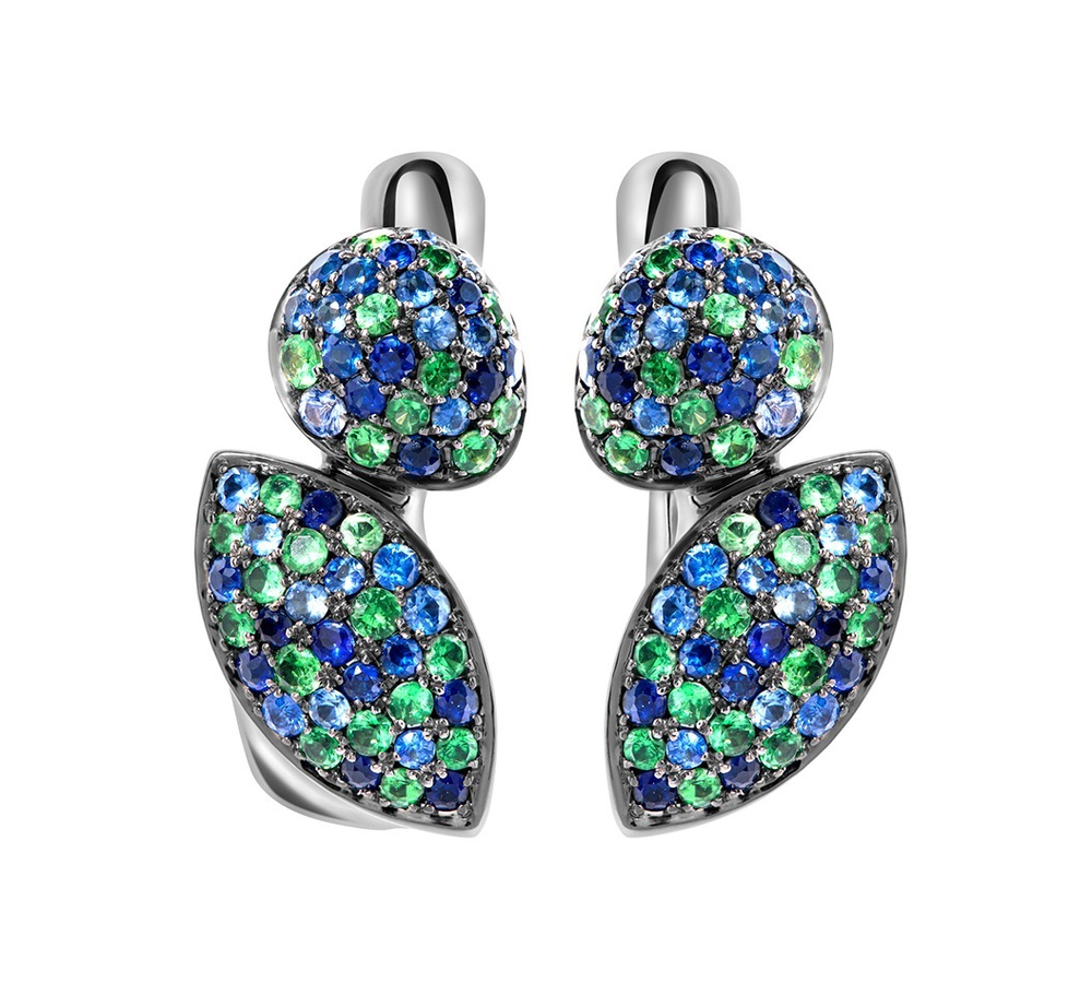 Серьги с Сапфирами и Цаворитами, E0259-4/20