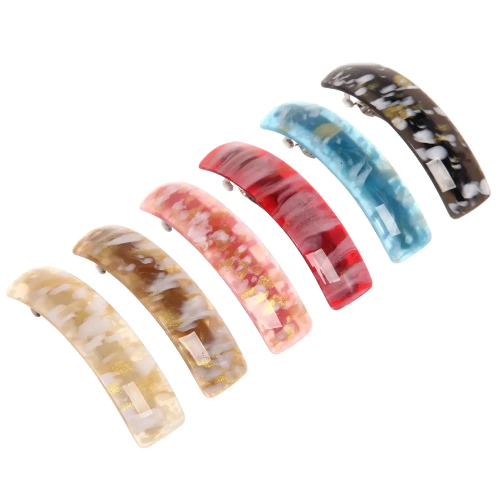 Заколка автомат «Lady Collection - Мрамор», овал ., 6 цветов, 10*2,5см (Кокетка)