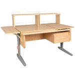 Растущая парта с навесной тумбой, задними и боковой полками Дэми СУТ 25-05-Б1Д2 (1500×880 мм)