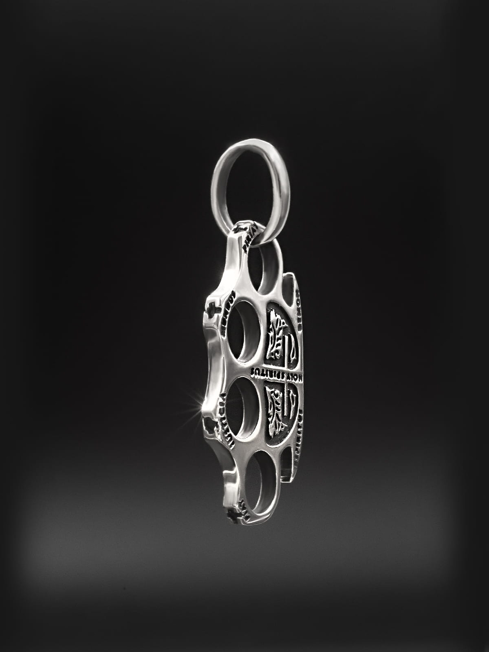 Подвеска кастет мужское украшение серебро 925 пробы