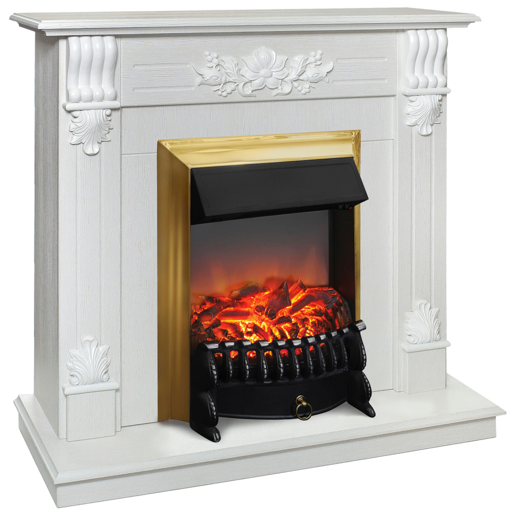 Каминокомплект Real Flame Ottawa WT с очагом Fobos Lux Brass