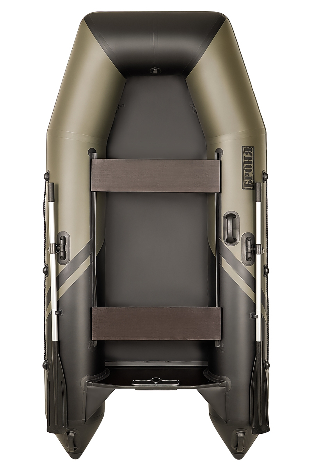 Броня-280 хаки-черный (лодка ПВХ под мотор с усилением)