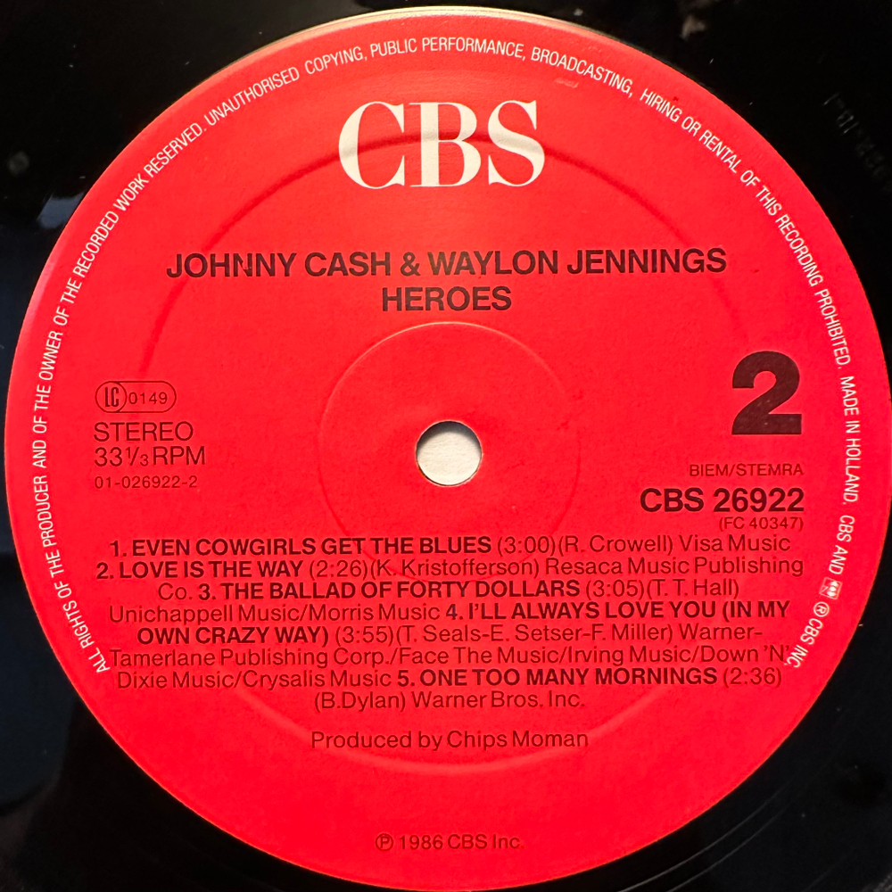 Johnny Cash & Waylon Jennings - Heroes (Голландия 1986г.)