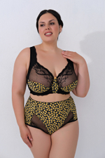 1112 бюстгальтер "Черный с желтым (камешки)"