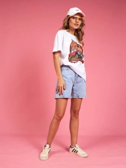 Футболка женская оверсайз белая с принтом лос анджелес