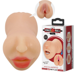 Телесный двусторонний мастурбатор Zoey - ротик и вагина (Цвет: телесный)