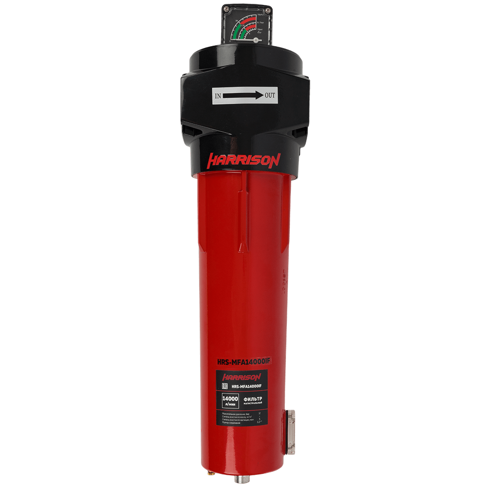 HRS-MFA14000IF Фильтр магистральный 5 мкм с дифференциальным манометром, 14000 л/мин, 12 бар, G 2 1/2"