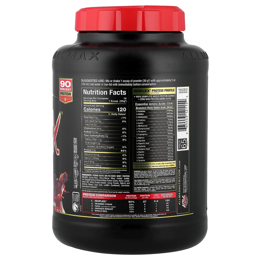 ALLMAX, ISOFLEX®, чистый изолят сывороточного протеина, шоколад, 2,27 кг (5 фунтов)