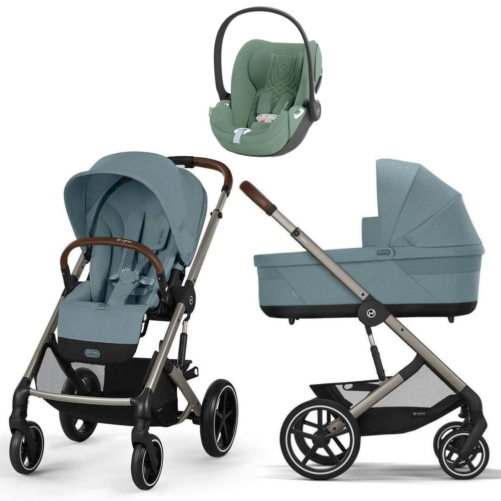 Коляска Cybex Balios S Lux TPE complete Cloud T Leaf Green Plus 3 в 1 Stormy Blue с дождевиками