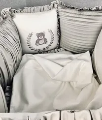 Комплект в кроватку Lollycottons Marele 17 предметов Серый Мишка