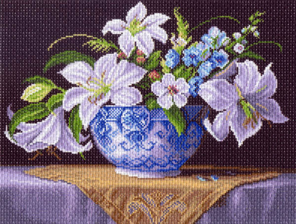 "Белые лилии"-1403 канва с рисунком