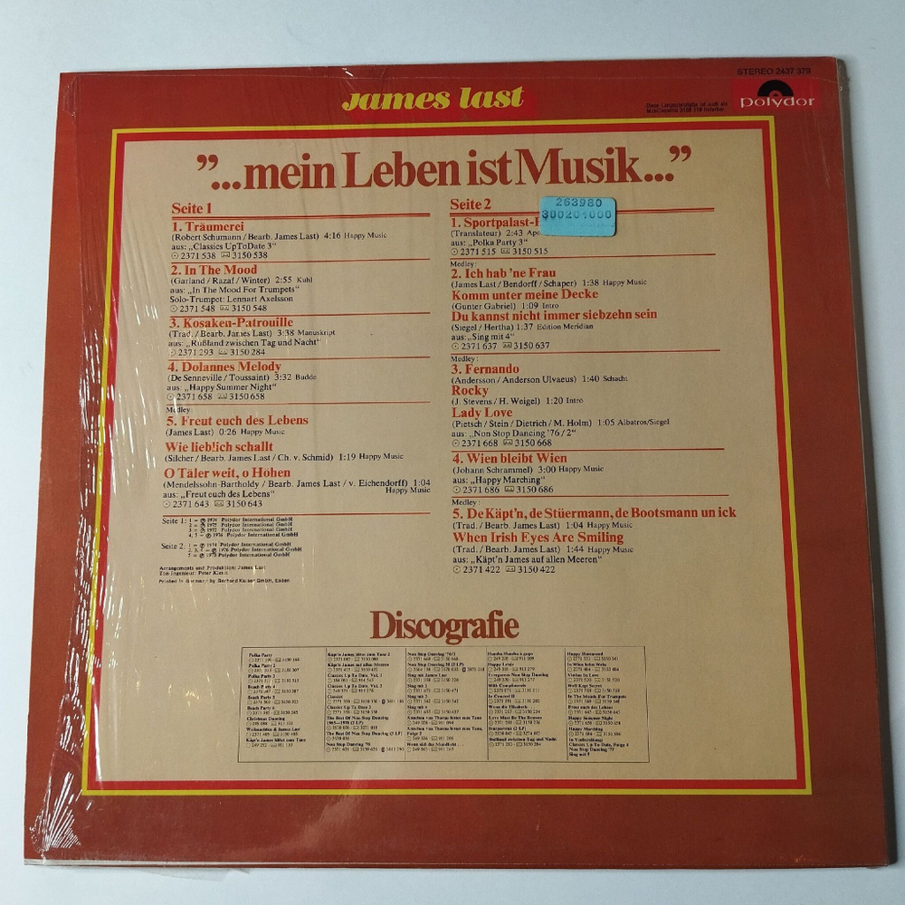 Винтажная виниловая пластинка LP James Last Джеймс Ласт Mein Leben Ist Musik (Germany 1976) In The Mood