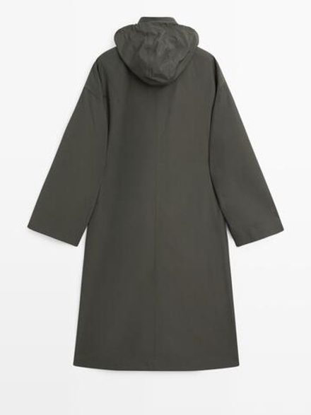 Massimo Dutti Длинный тренч, бутылочно-зеленый