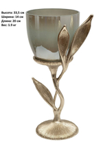 Подсвечник Garda Decor 69-21341 настольный, металл, стекло, цвет золото, 41,5 см.