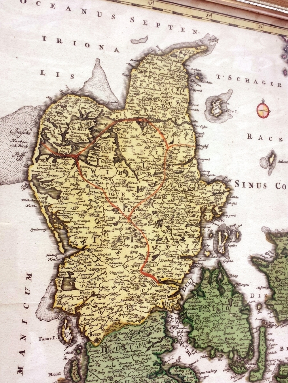 "Дания. Гравированная карта королевства Дании". 1754г.