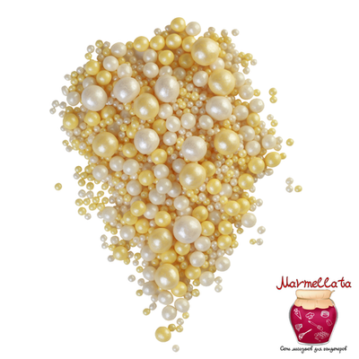 Шоколадный декор "Жемчуг желтый, серебро" №140, 100 гр.