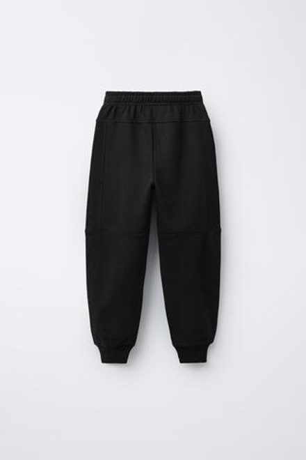 ZARA КОМБИНИРОВАННЫЕ БРЮКИ-ДЖОГГЕРЫ, ЧЕРНЫЙ