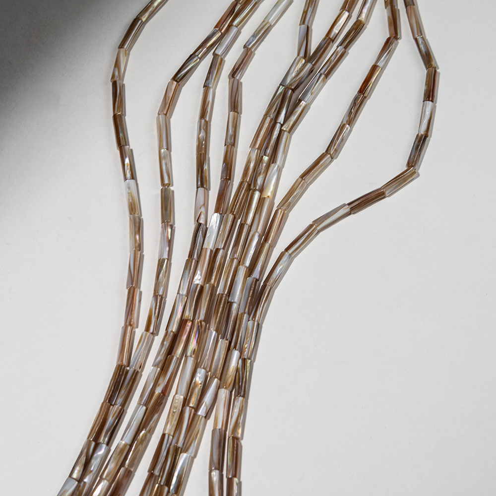 Черный перламутр морских ракушек, оттенок "Кофейный", трубочки 4*14мм