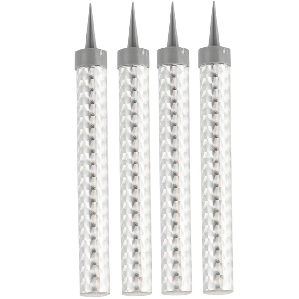 Свеча-фонтан в серебряном цвете, 12 см, 40 сек, 4 шт