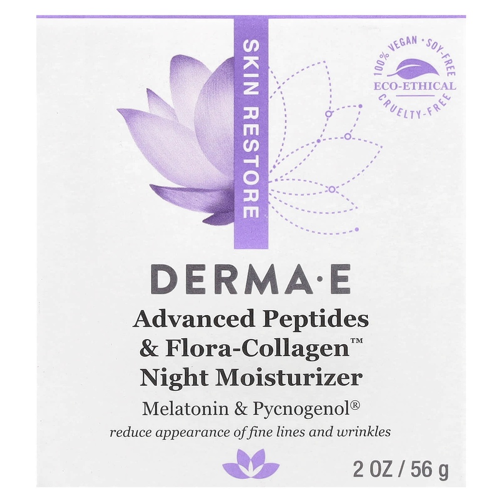 DERMA E, Ночное увлажняющее средство с пептидами и коллагеном с улучшенными свойствами, 56 г (2 унции)