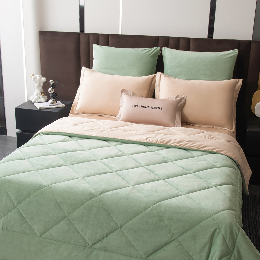 КПБ на резинке Сатин Velvet Premium с Одеялом VPR012, Евро, 4 наволочки, простынь 180*200*25