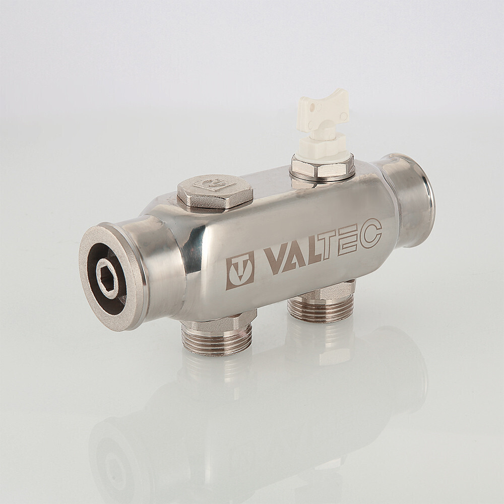 Коллектор VALTEC из нержавеющей стали с межосевым расстоянием выходов 50 мм 1", 9 x 3/4", "евроконус" (VTc.505.SS.060509)