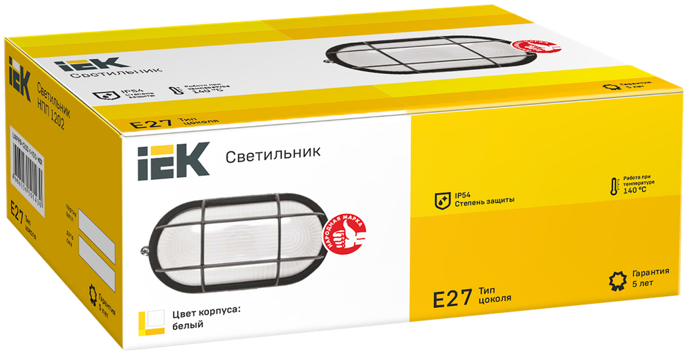 Светильник НПП1202 белый/овал с реш. 100Вт IP54 IEK