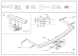Фаркоп оцинкованный Galia S086A для Skoda Octavia II седан/универсал 2005-2013, Skoda Octavia Scout 2008-2013(паспорт и сертификат в комплекте)(без электрики)