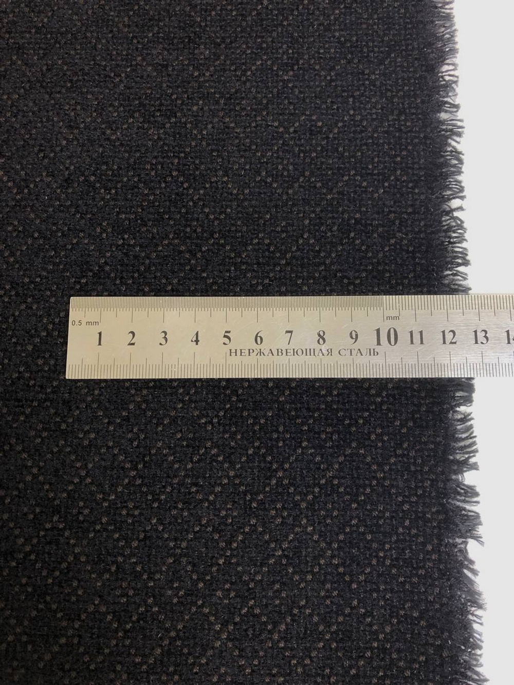 Костюмная шерсть принт точка коричнево-бежевый