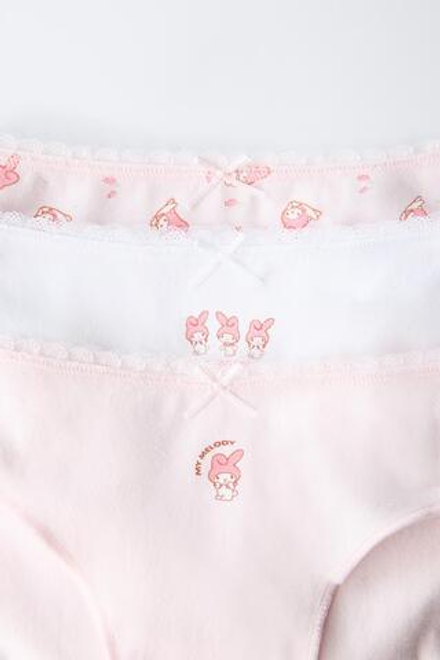 ZARA НАБОР ИЗ ТРЕХ ТРУСОВ MY MELODY AND CINNAMOROLL © SANRIO, РОЗОВЫЙ