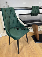 Кухонный раскладной стол "Прадо" черный мрамор и 4 стула Лондон