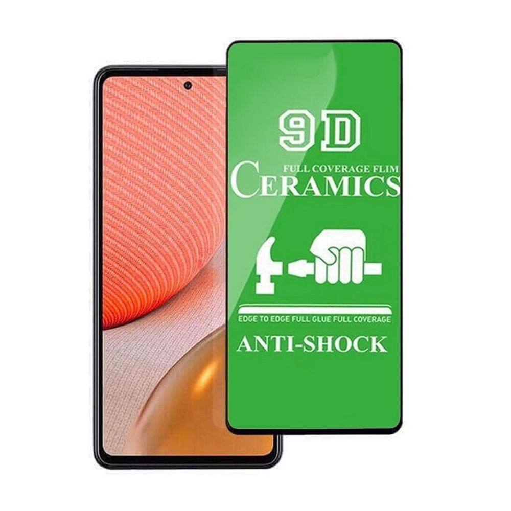 Защитное стекло Ceramics Samsung A72 (черный) 9D тех.упаковка