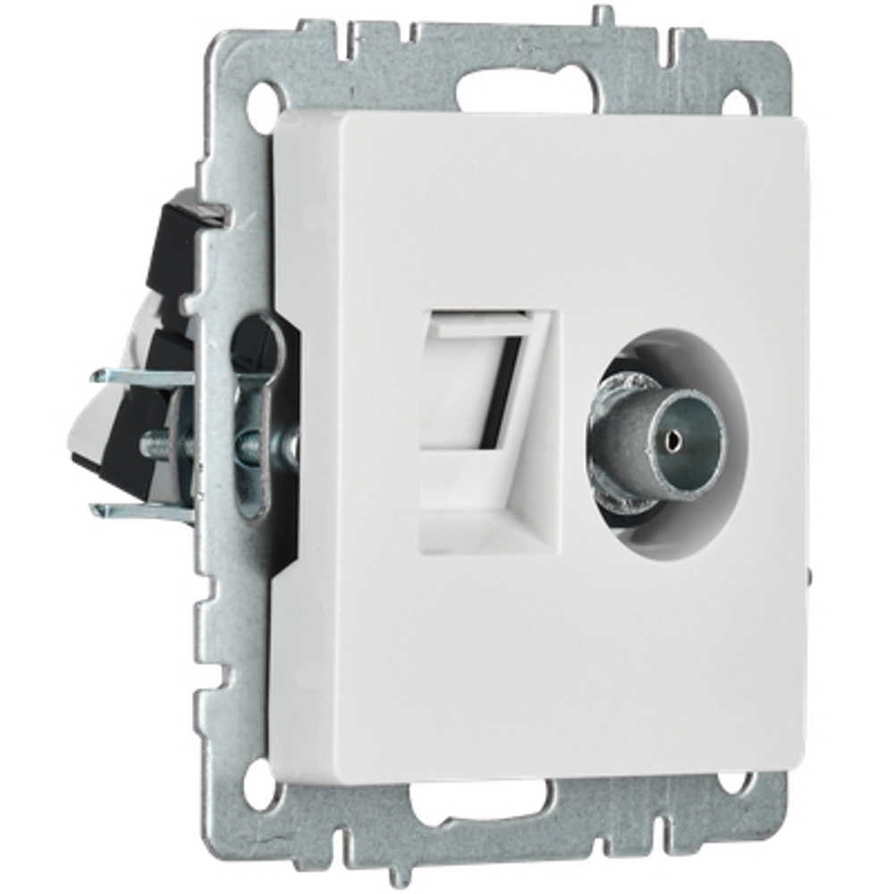 BRITE Розетка двойная TV+RJ45 кат.5E РТВ/РК12-БрБ белый IEK