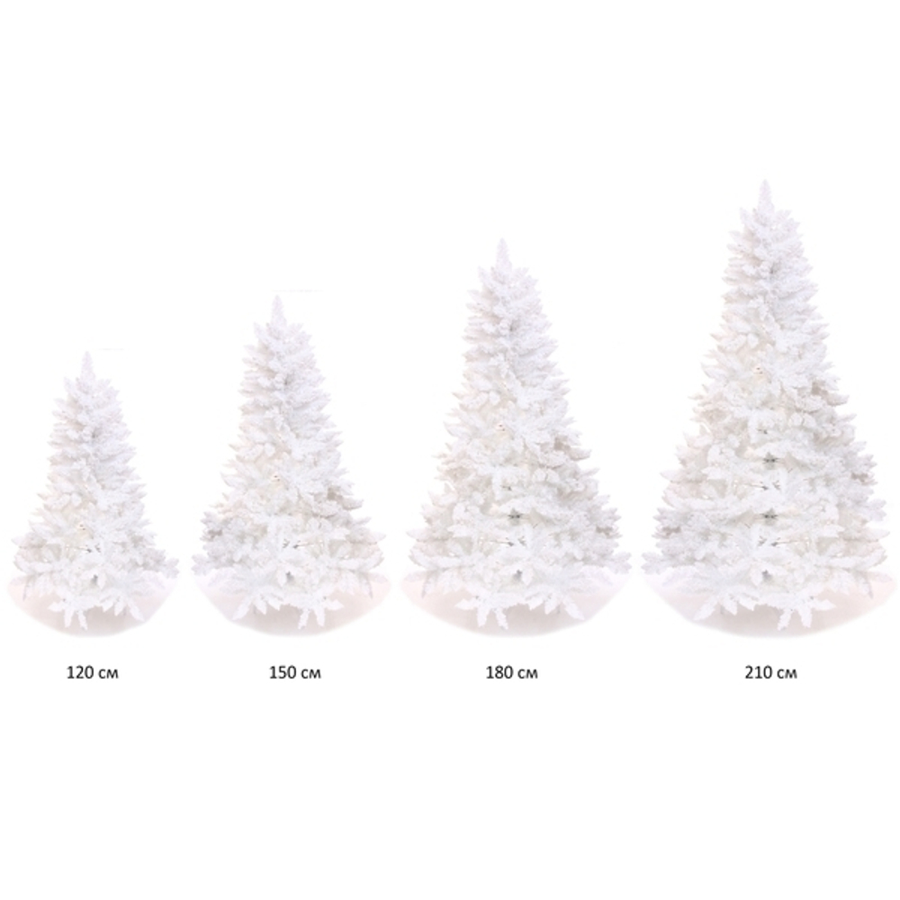 Ёлка «Звон вьюги» 210 см, ПВХ (1154 веток), белый иней, Белый