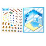 Наклейки для творчества - антистресс книжка, 130*150 мм, "Funny Animals", MINI, 3D стикеры, 6 комнат, 12 листов с наклейками, 10 шт/уп, пакет с европ.