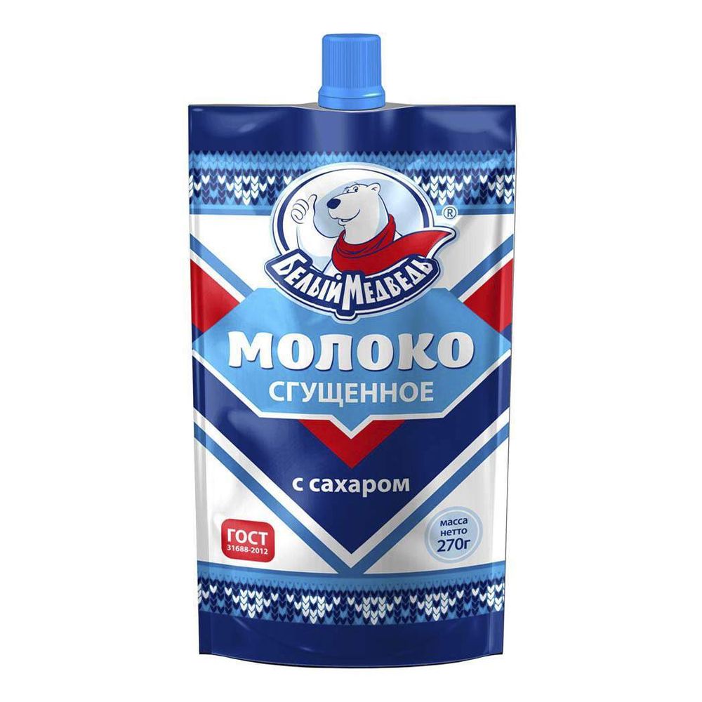 Молоко сгущенное с сахаром Белый Медведь 0.2%, ПЭТ, 850г